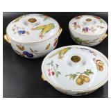 Royal Worcester "Evesham Vale" 5 Covered Baking Di