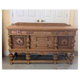Renaissance Revival Carved Oak Sideboard with Appl