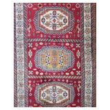 Caucasian Kazak Triple-Medallion Rug ï¿½ Crimson Gro