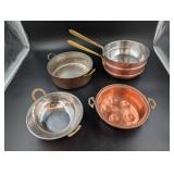 Five Pieces of Copper Kitchenware