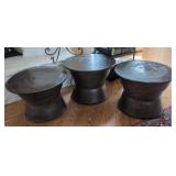 Set of Three Graduated Bronze-Finish Drum Form Sid