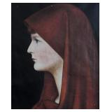 A. Bellucci, "Portrait of a Lady in Red," Oil on C