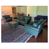 Four Piece Green Leather Living Room Suites with N