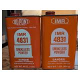 Two IMR 4831 Smokeless Powder Metal Containers