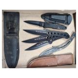 Assorted Fixed Blade Knives and Throwing Set with