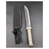 Fixed Blade Survival Knife with Serrated Spine and