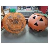 Set of Two Halloween Pumpkin Decorations