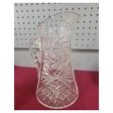Clear Cut Glass Pitcher with Star and Crosshatch P