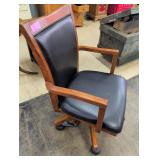 Wood Frame Office Chair with Black Upholstery and