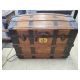 Domed Top Wooden Storage Trunk with Metal Hardware