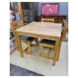 4 Piece Wooden Dining Set with Upholstered Chairs