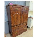 Wooden Armoire with Dual Doors and Lower Drawers