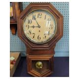 Vintage Oak Regulator Wall Clock with Paper Dial a
