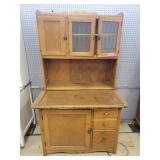 Antique Oak Hoosier-Style Kitchen Cabinet