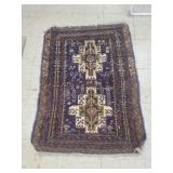 Hand-Knotted Wool Area Rug with Geometric and Anim