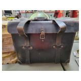 Black Leather Structured Satchel with Buckle Closu