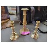 Set of Three Brass Candlesticks