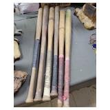 Collection of Six Wooden Baseball and Softball Bat