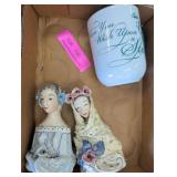 Ceramic Figurine Busts and Decorative Mug Set
