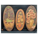 3 Flemish art panels of Pyrography 21" is the