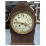 Cathedral Mantel Clock with Decorated Porcelain Di