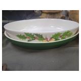Emile Henry France Ceramic Serving Dish with Holly