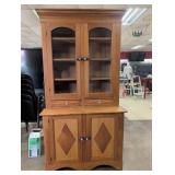 19th Century Primitive Step-Back Cupboard with Gla