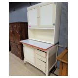 Antique Hoosier-Style Kitchen Cabinet with Porcela
