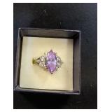 Sterling Silver Marquise Cut Purple Stone Ring wit