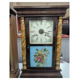 Waterbury Column Shelf Clock with Painted Bird Pan