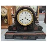 Black & Rouge Marble French-Style Mantel Clock wit