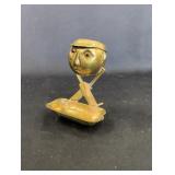 Brass Figural Cricket-Themed Match Holder