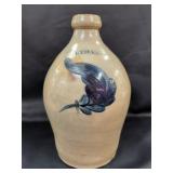 Lyons, New York Ovoid Salt-Glazed Stoneware Jug wi