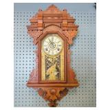 Victorian Eastlake Walnut Hanging Wall Clock with