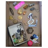 Assorted Collection of Pins, Badges, and Decorativ