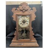 Waterbury Clock Co. "Flint" Oak Gingerbread Mantel