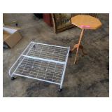 Octagonal Pedestal Side Table and Rolling Wire Sto