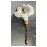 Milk Glass Flower Lamp Shade with Metal Stem and L
