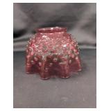Cranberry Hobnail Glass Lamp Shade with Ruffled Ri