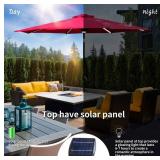 KOOLWOOM 10 ft Solar LED Lighted Patio Umbrella