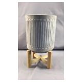 Cement Flower Pot, medium, Lot of 2,  9" tall, 7"