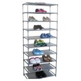 Home Basics 10 Tier Shoe Rack, 24.6Lx11.4Wx61.8H