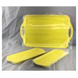 Lot of 3 Lemon Yellow Plastic Trays