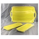 Lot of 3 Lemon Yellow Plastic Trays