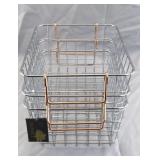 Set of 3 Wire Baskets with Copper Handles