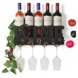 Wall Mount Wine Rack, Holds 4 Bottles