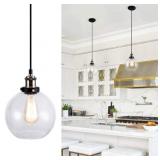 Lot of 6 Glass Pendant Light, Vintage Style