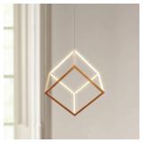 LED Gold Cube Light Fixture 12"