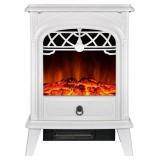 Electric Fireplace, White, Tested, Works Fine