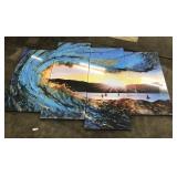 Gold Orange Abstract 4-Panel Artwork